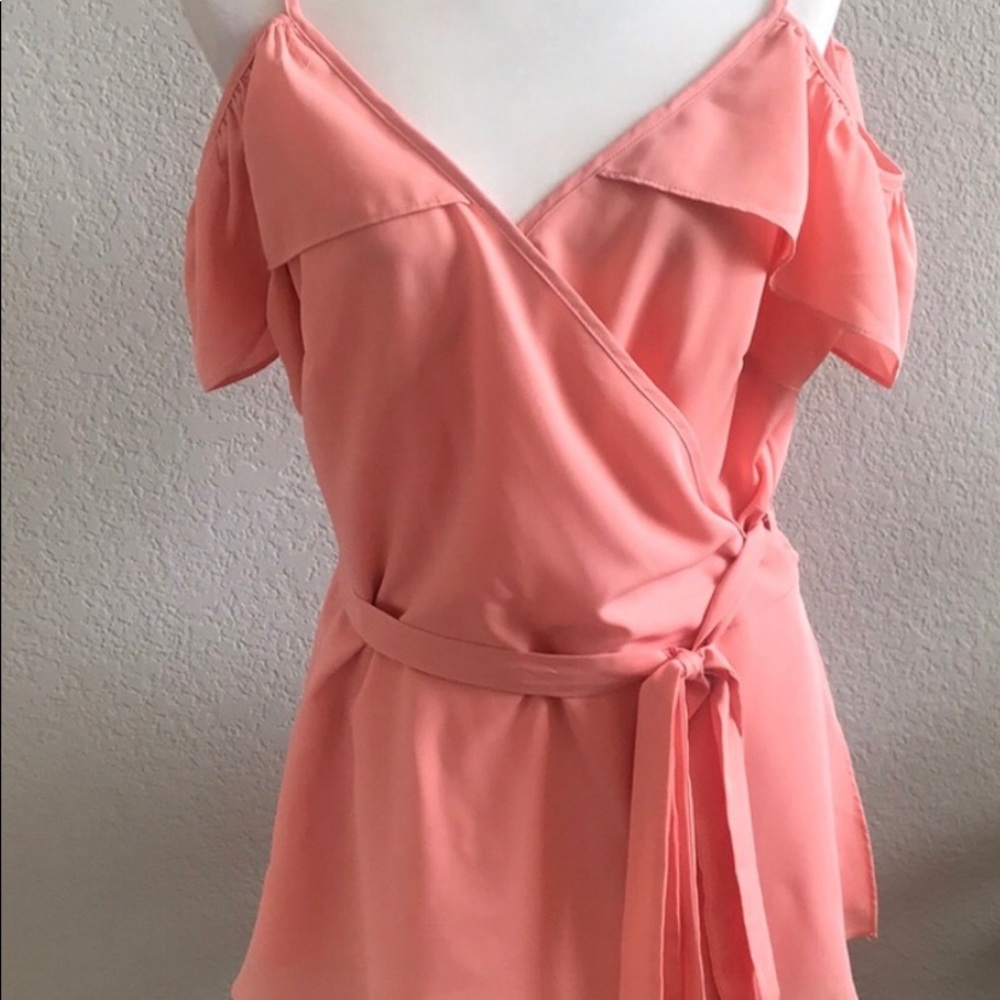 City Chic Apricot Flirty Cold Shoulder Blouse